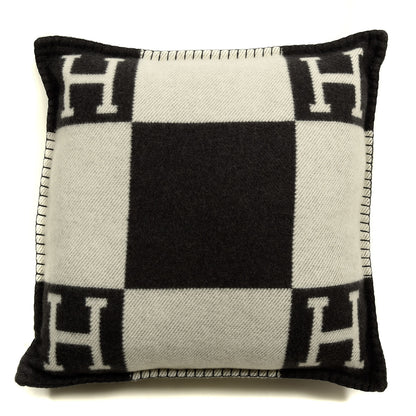 Hermes Wool Cashmere Avalon Pillow PM Ecru Gris Fonce 1 of 4