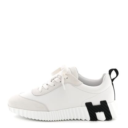 Hermes Calfskin Suede Goatskin Bouncing Sneakers 36.5 White 1 of 9