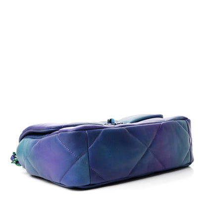 Chanel Tie Dye Calfskin Quilted Medium 19 Flap Blue Purple 4 of 10