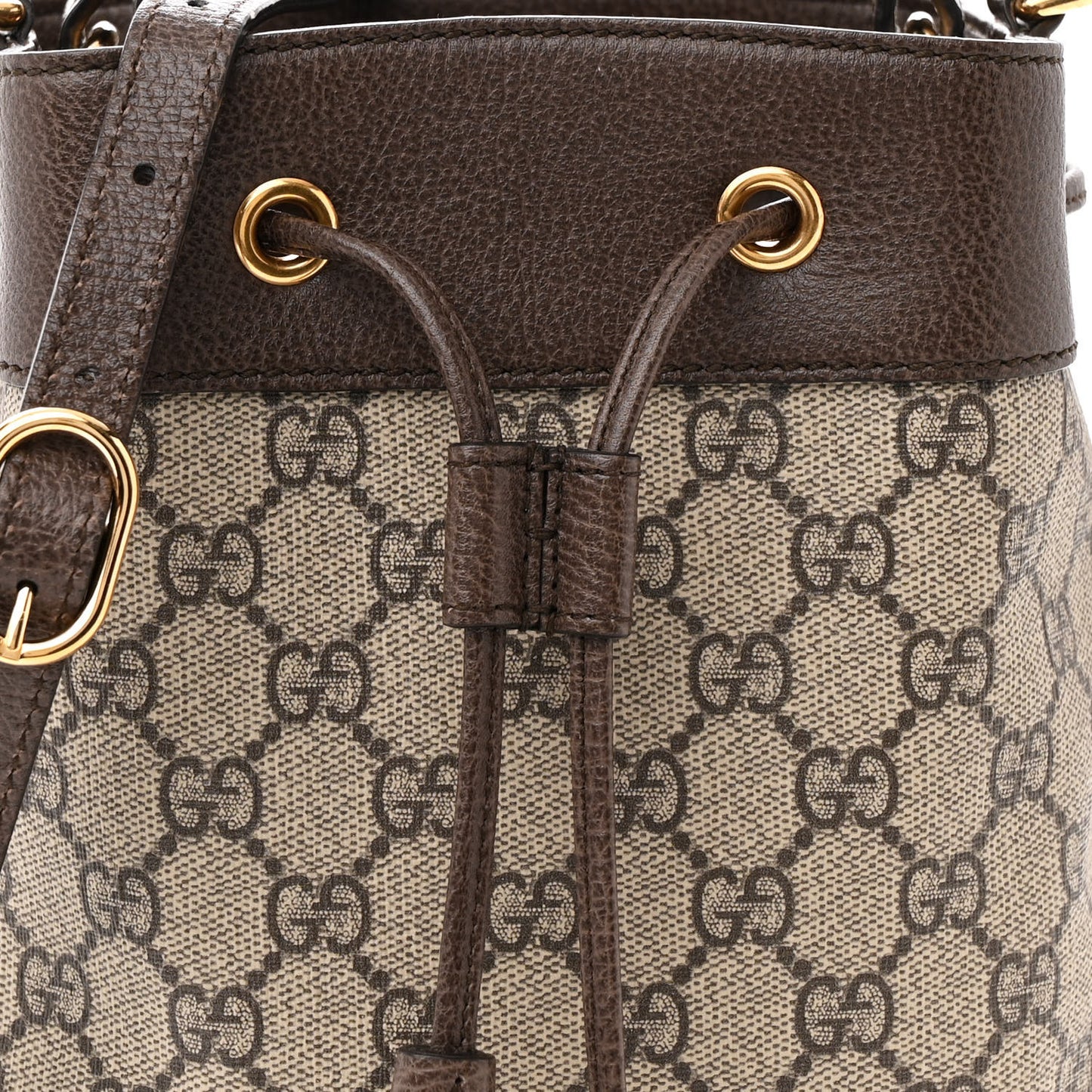 GG Supreme Monogram Web Small Ophidia Bucket Bag Brown