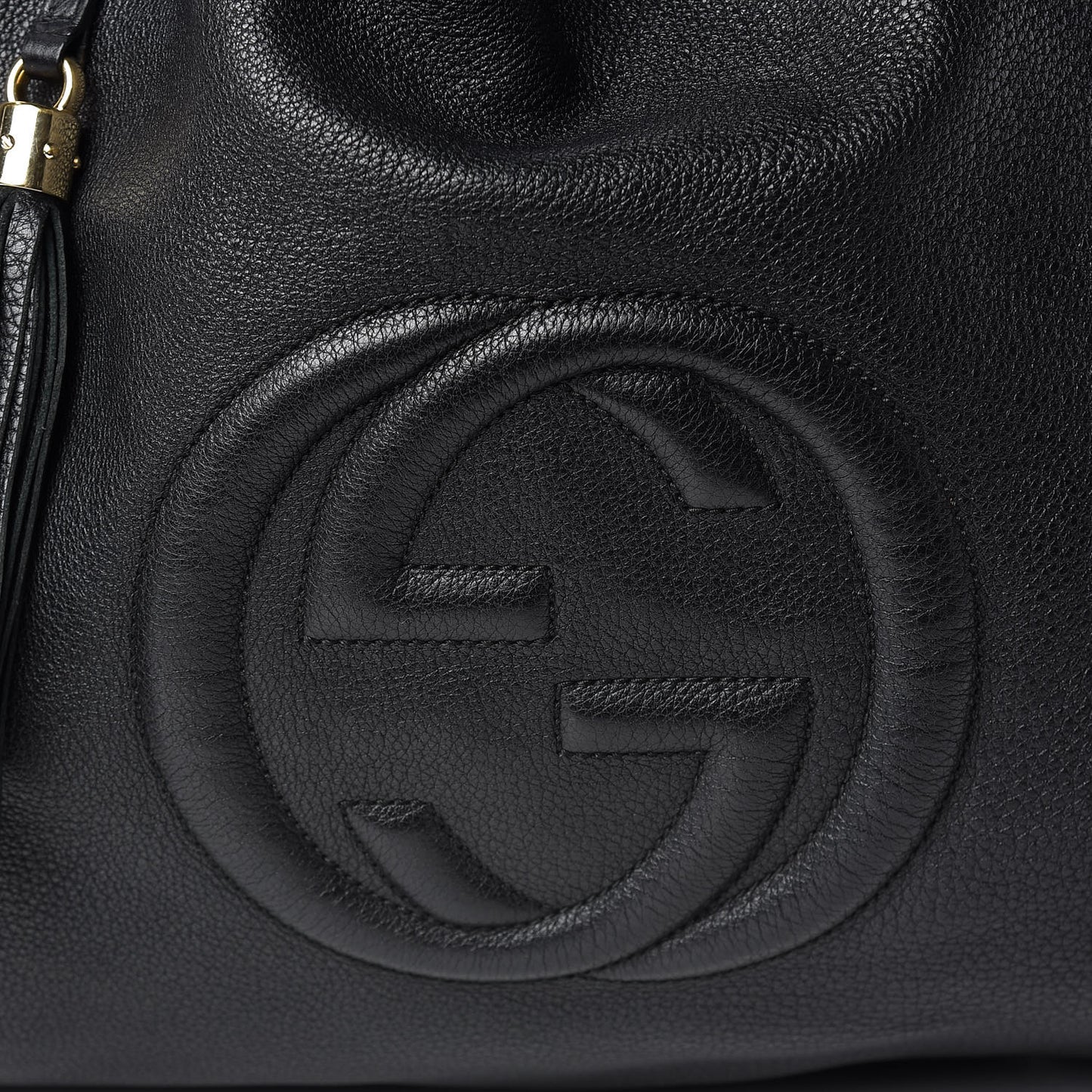 Pebbled Calfskin Large Soho Shoulder Bag Black