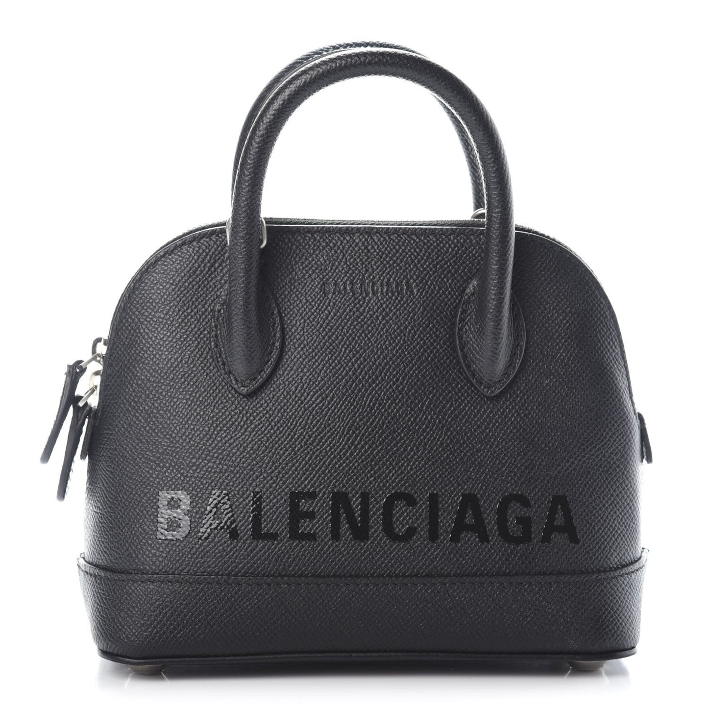 Signature Grained Calfskin XXS Ville Top Handle Bag Black