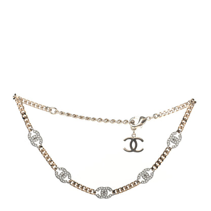 Chanel Crystal Chain CC Choker Gold Silver 1 of 3