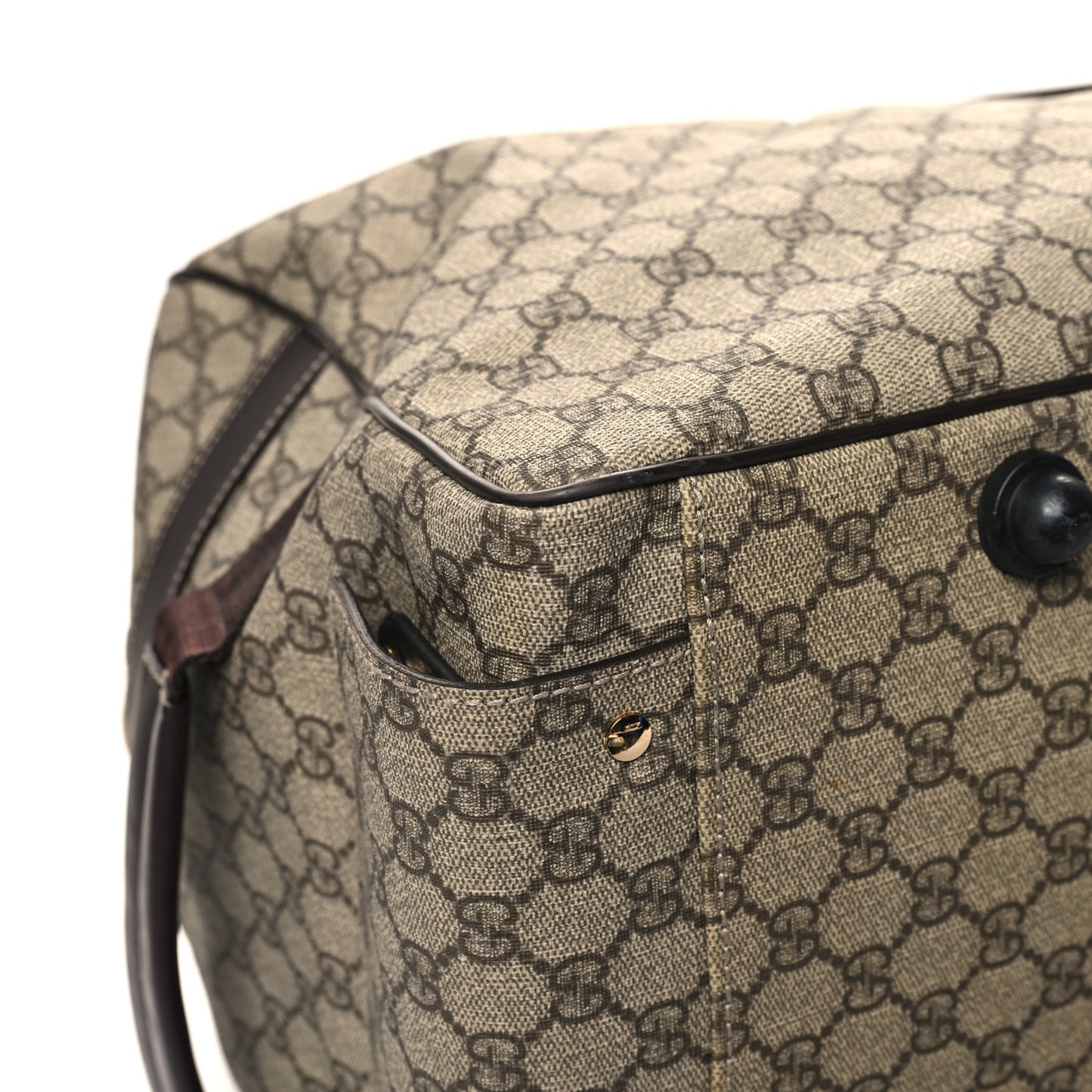 GG Plus Monogram Large Carry On Duffle Trolley Brown