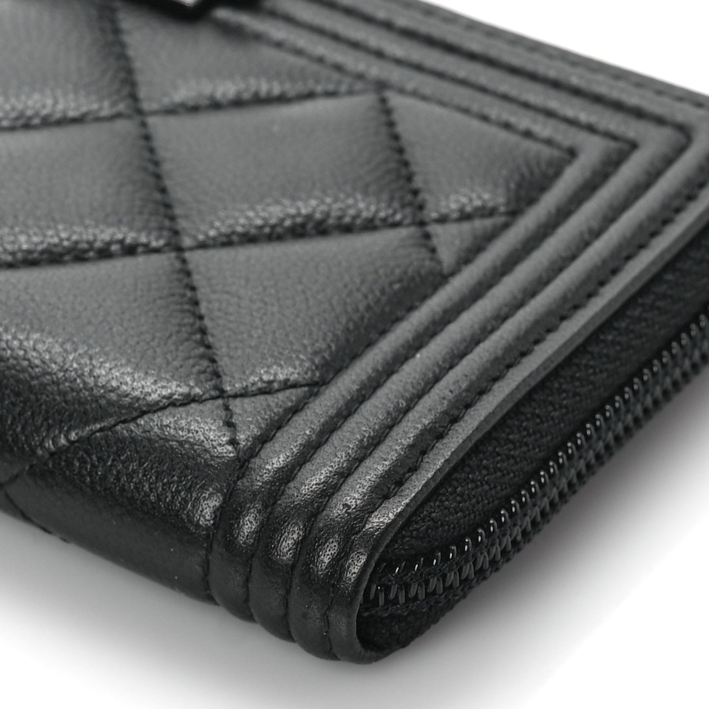 Caviar Quilted Small Boy Zip Around Wallet So Black