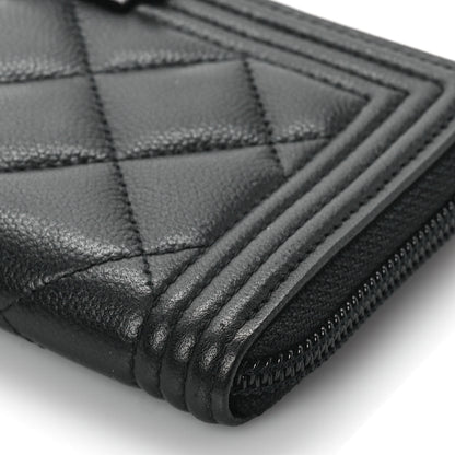 Chanel Caviar Quilted Small Boy Zip Around Wallet So Black 9 of 10