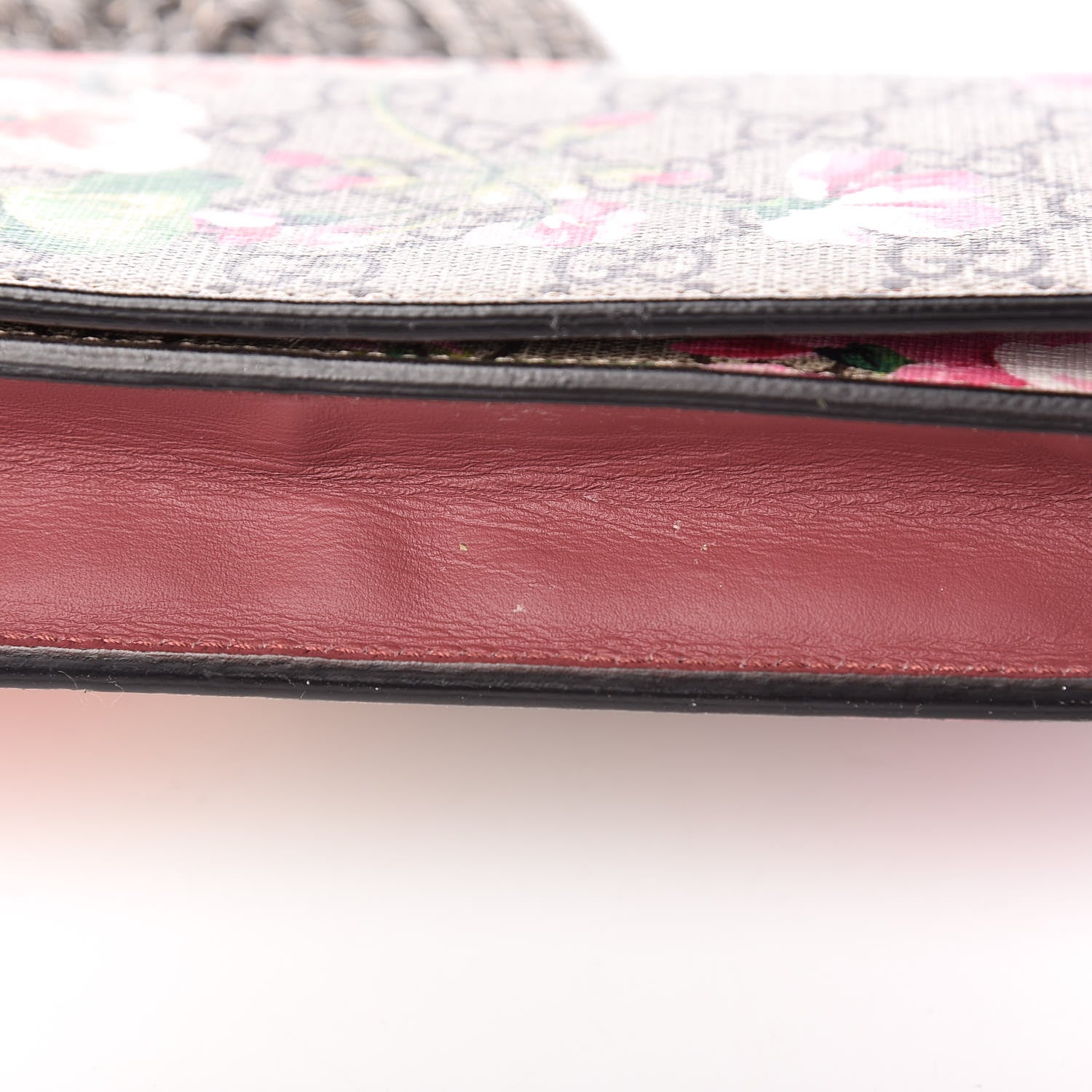 Gucci GG Supreme Monogram Blooms Chain Wallet Beige Multicolor Dry Rose 12 of 13