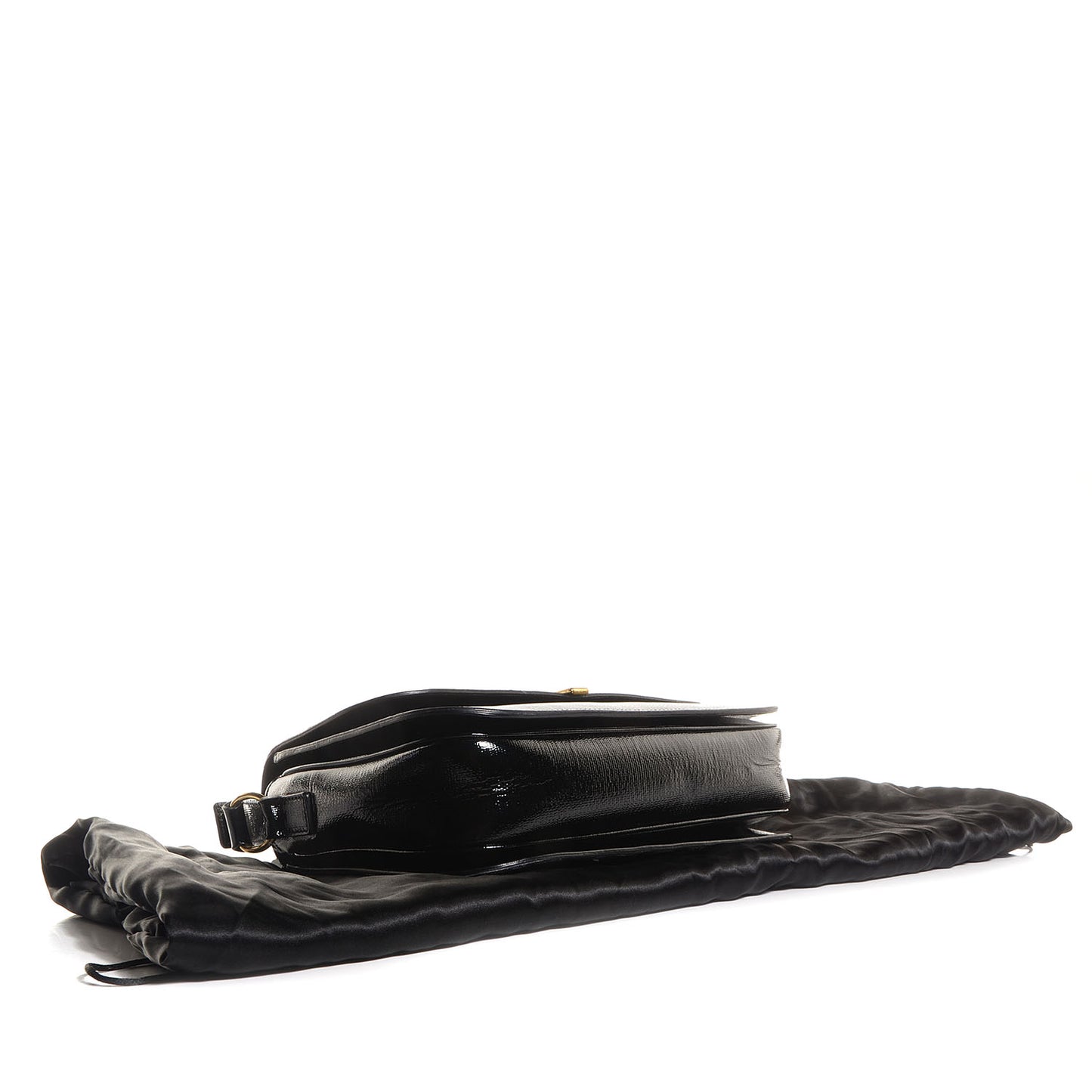 Textured Patent Large ChYc Flap Bag Black