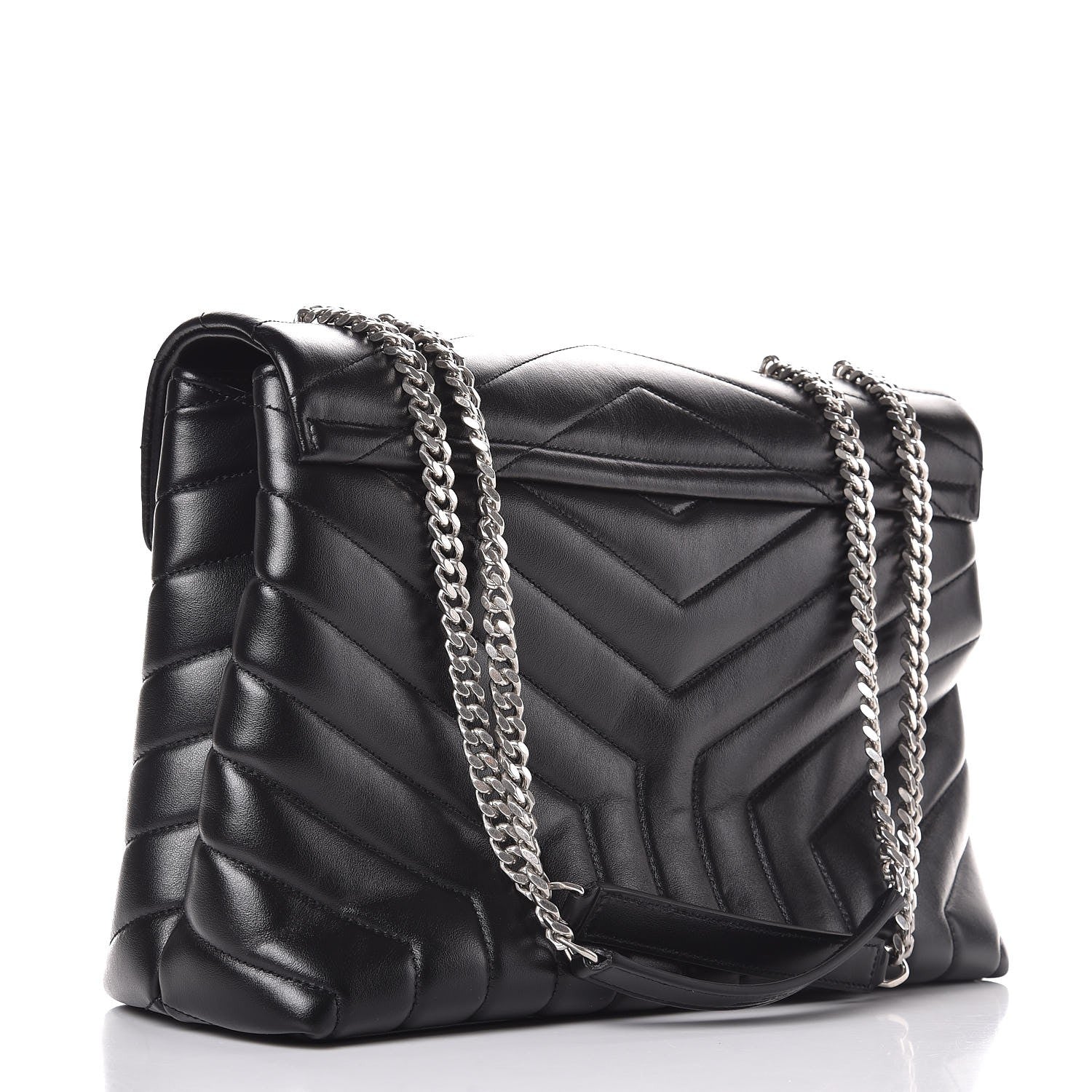 Saint Laurent Calfskin Y Quilted Monogram Medium Loulou Chain Satchel Black 4 of 12