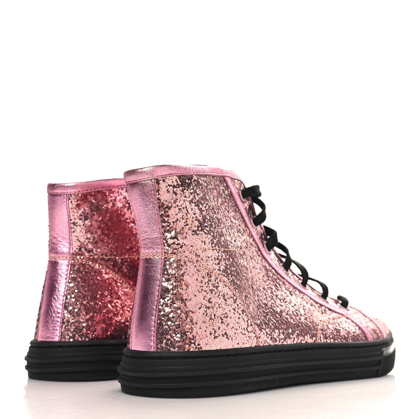 Glitter Galactica Nappa High Top Sneakers 38.5 Soft Pink Rosa