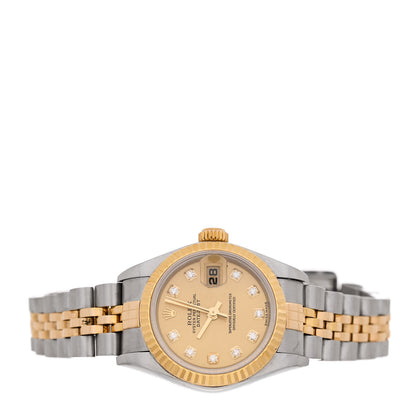 Rolex Stainless Steel 18K Yellow Gold Diamond 26mm Oyster Perpetual Datejust Watch Champagne 79173 2 of 5