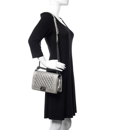 Chanel Metallic Lambskin Quilted Medium Boy Flap Silver 2 of 10