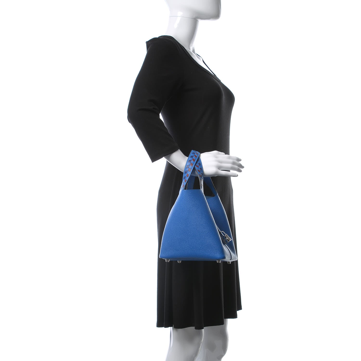 Hermes Epsom Tressage De Cuir Picotin Lock 18 PM Bleu Zellige Bleu Encre Rouge 2 of 9