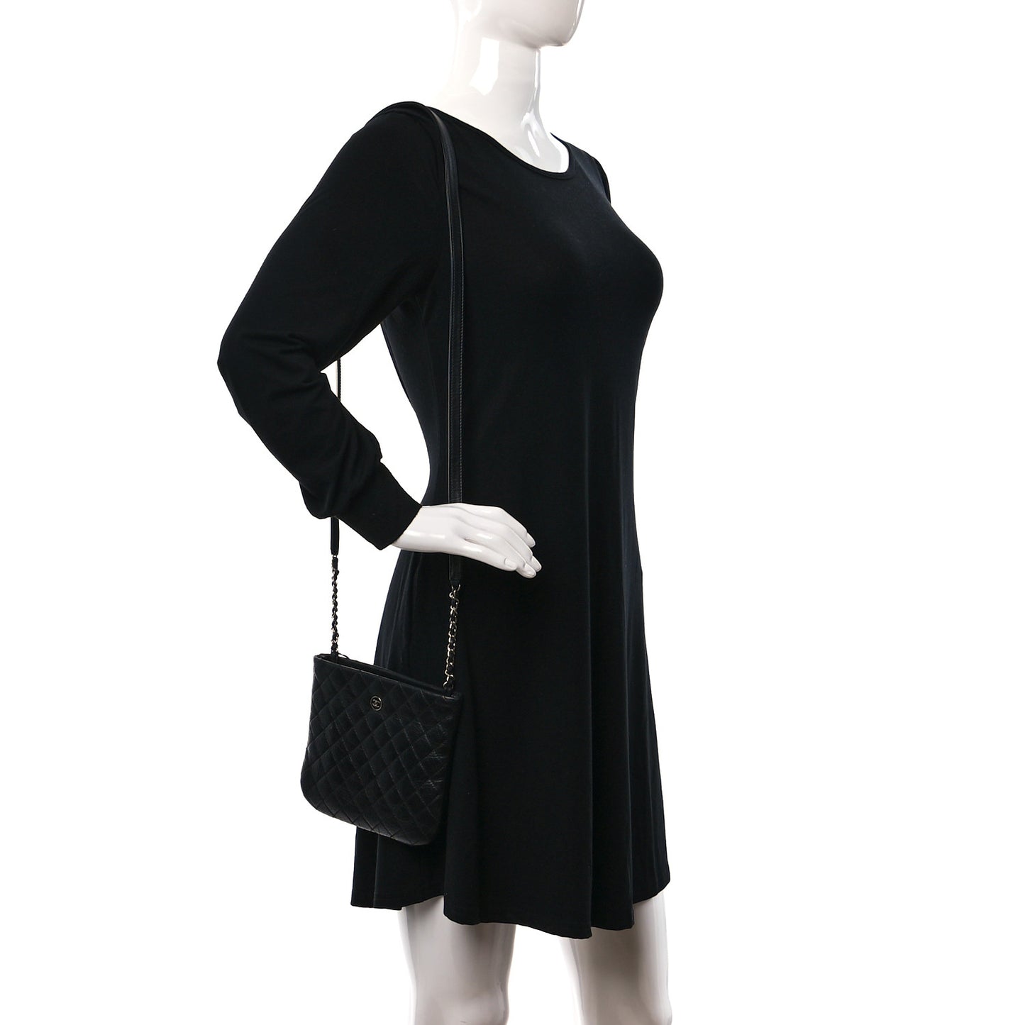 Aged Calfskin Quilted Crossbody Bag Black