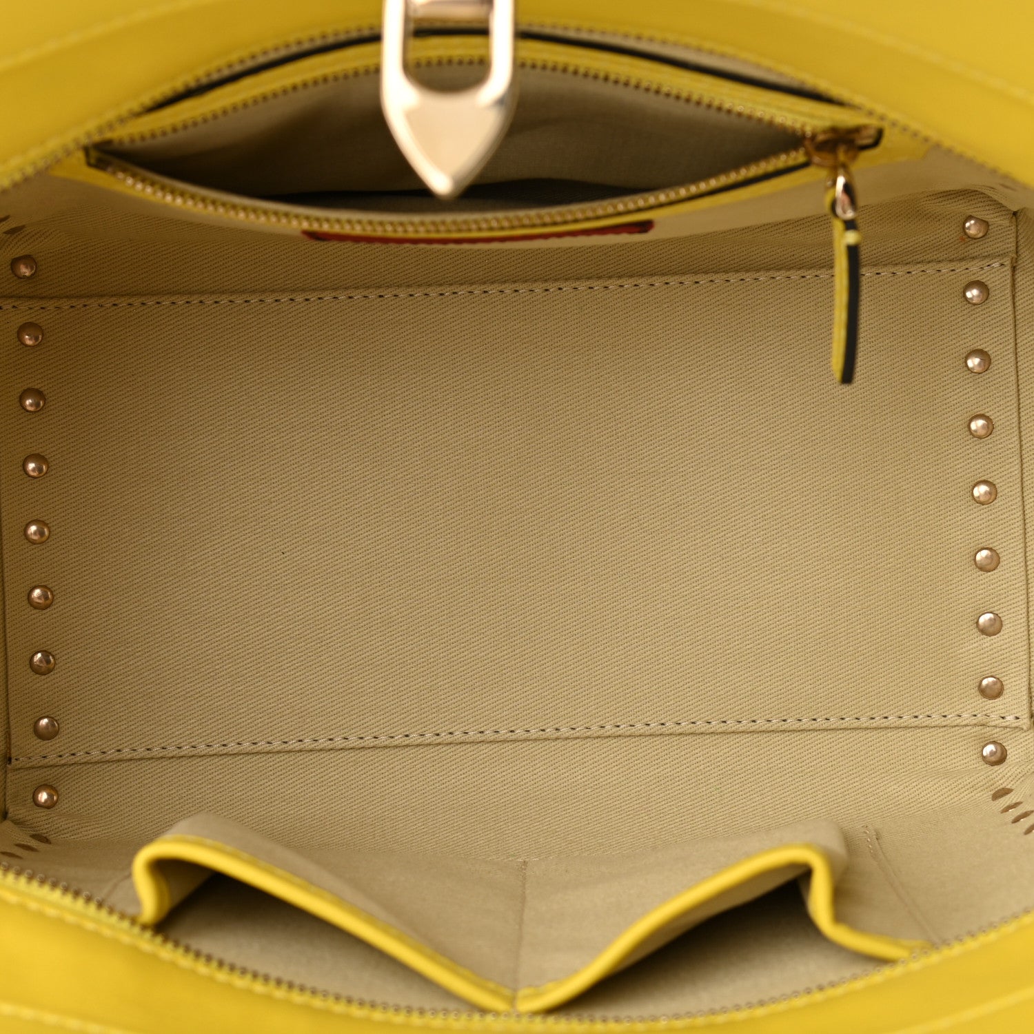 Valentino Garavani Vitello Small Rockstud Double Handle Tote Naples Yellow 5 of 9