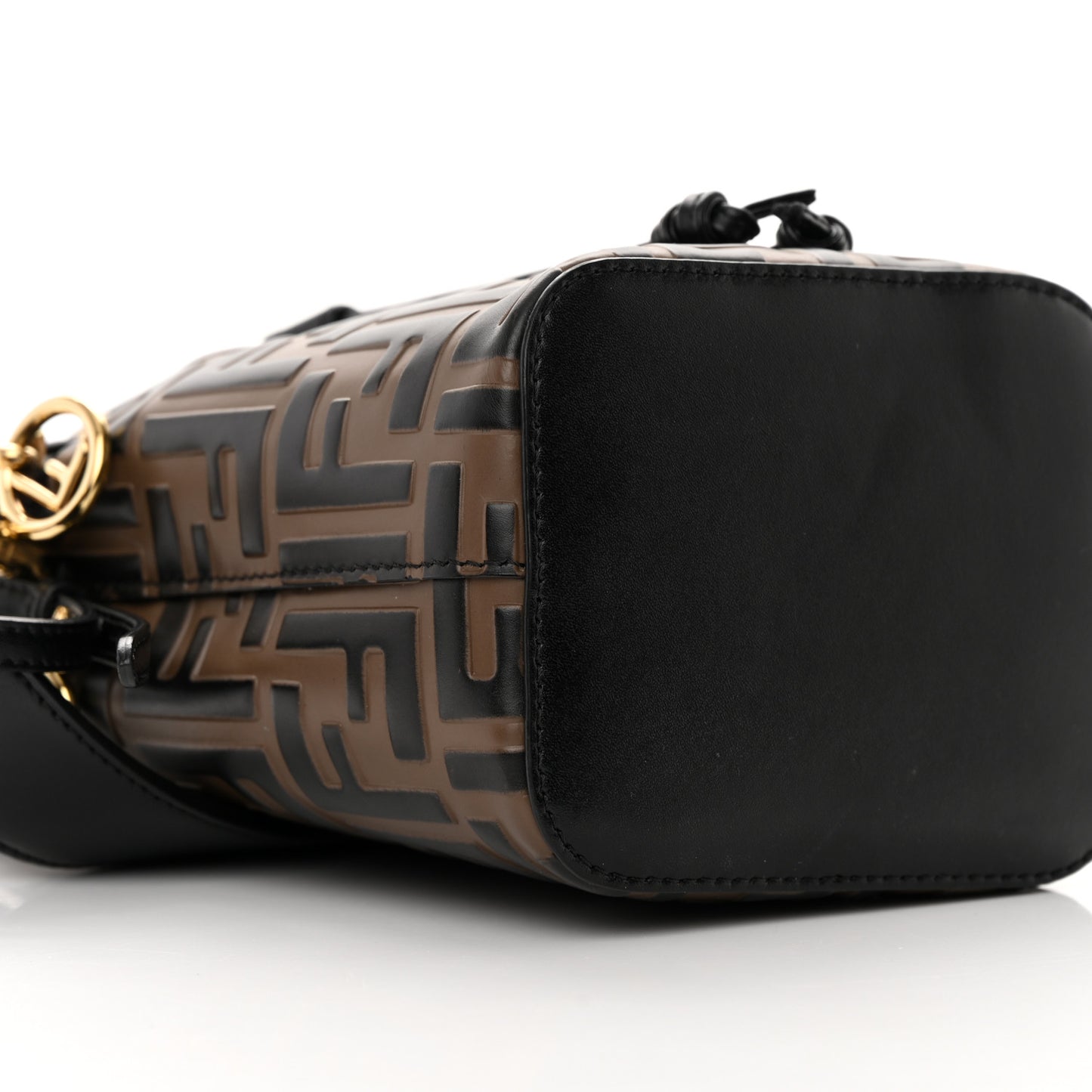 Vitello Liberty F is Fendi Bi-Color FF 1974 Embossed Mini Mon Tresor Bucket Bag Maya Black