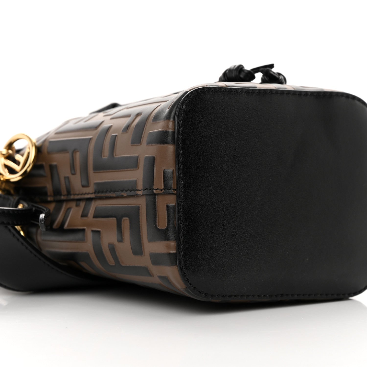 Fendi Vitello Liberty F is Fendi Bi-Color FF 1974 Embossed Mini Mon Tresor Bucket Bag Maya Black 9 of 14