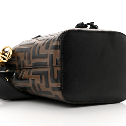 Fendi Vitello Liberty F is Fendi Bi-Color FF 1974 Embossed Mini Mon Tresor Bucket Bag Maya Black 9 of 14
