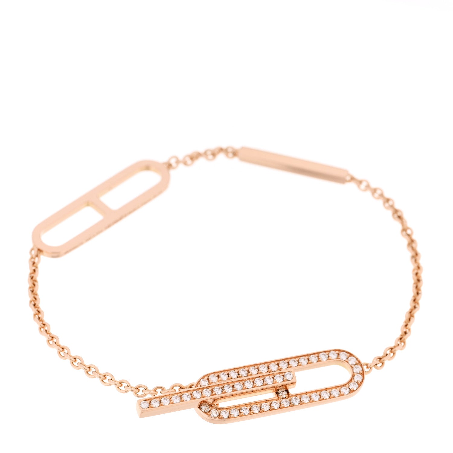 Hermes 18K Rose Gold Diamond PM Ever Chaine D'Ancre Bracelet SH 1 of 6