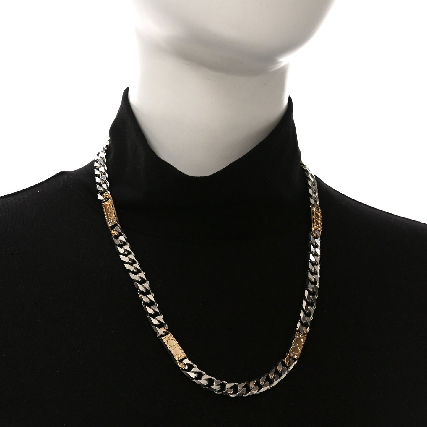 Metal Cannage Chain Link Necklace Gold Silver