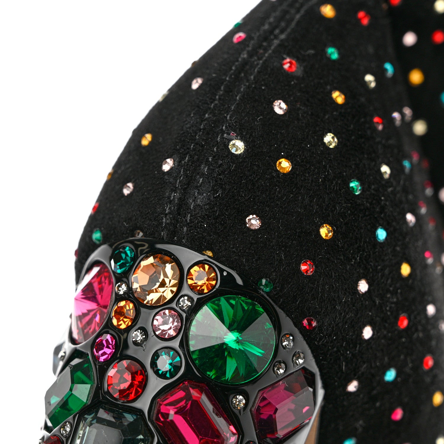 Jimmy Choo Suede Scattered Crystal Embellished Maine 100 Booties 35.5 Black Multicolor 8 of 8