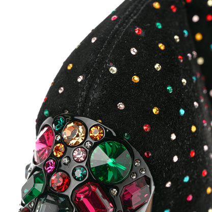 Jimmy Choo Suede Scattered Crystal Embellished Maine 100 Booties 35.5 Black Multicolor 8 of 8