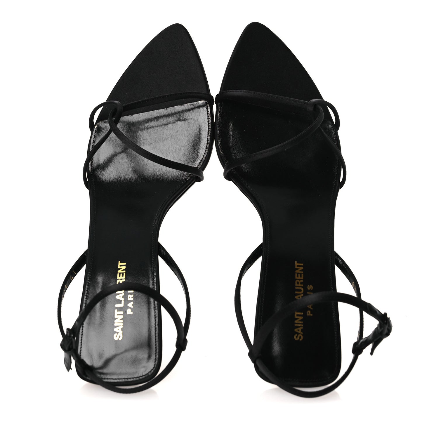 Crepe Satin Clara 55 Ankle Strap Sandals 41 Black