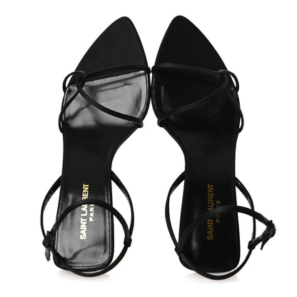 Saint Laurent Crepe Satin Clara 55 Ankle Strap Sandals 41 Black 2 of 13