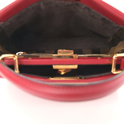 Fendi Vitello Morgan Fabric Jacquard Pequin Medium Peekaboo Iconic Satchel Mattone Tobacco Black 5 of 10