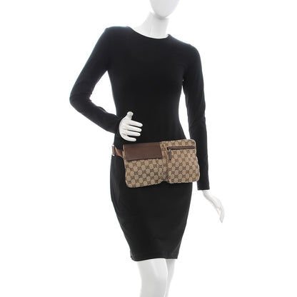 Gucci GG Monogram Web Double Pocket Belt Bag Brown 2 of 7