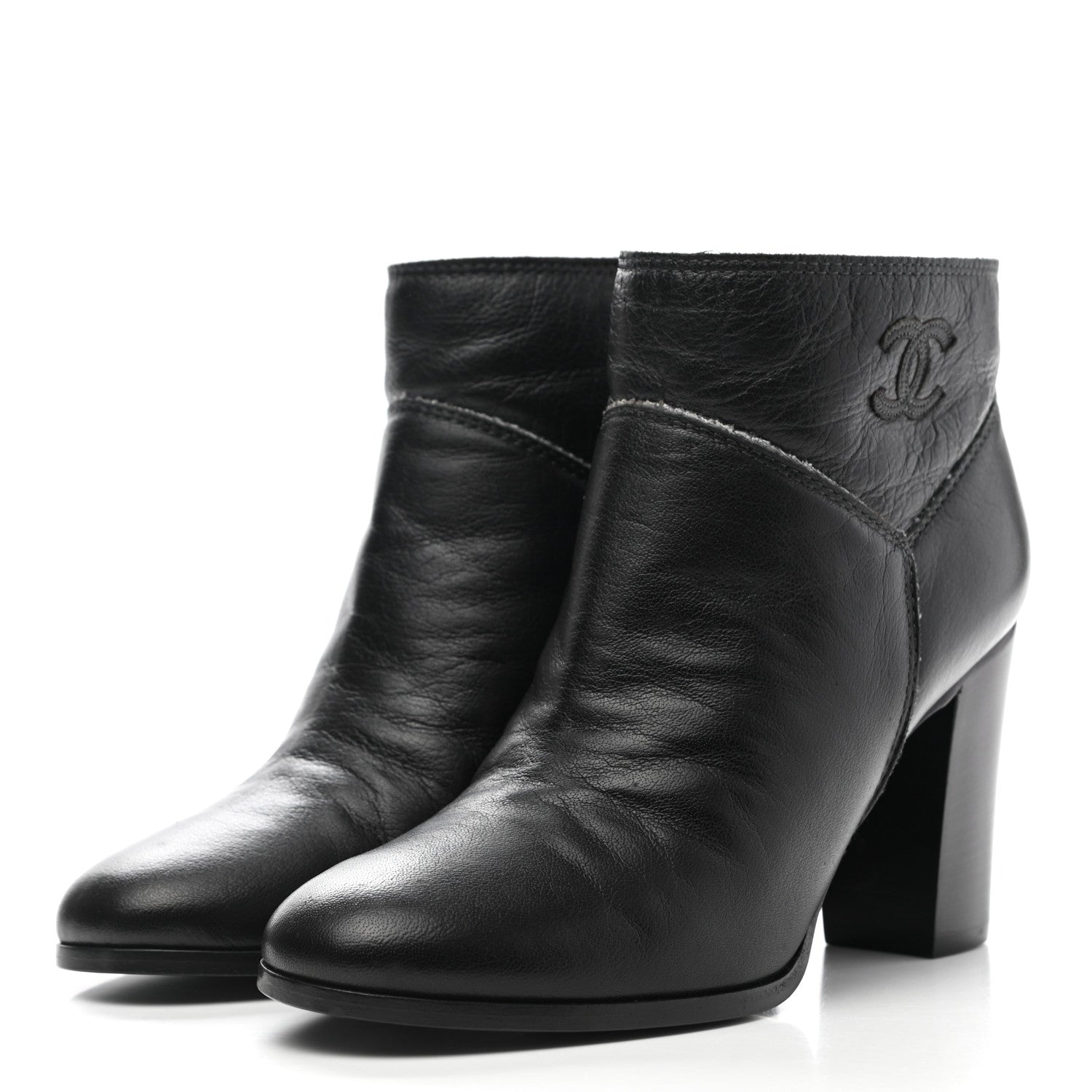 Chanel CC Ankle Boots 38 Black 3 of 12