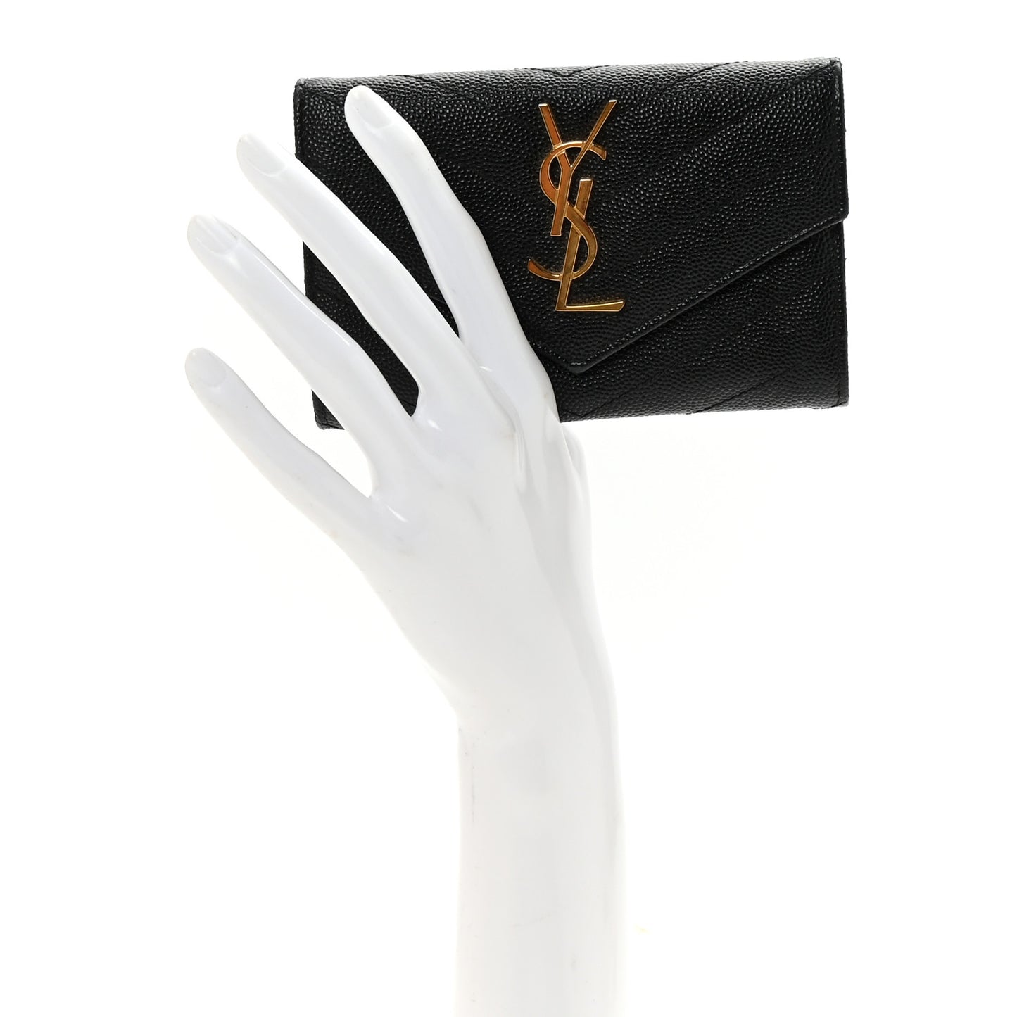 Grain De Poudre Matelasse Chevron Small Monogram Envelope Wallet Black