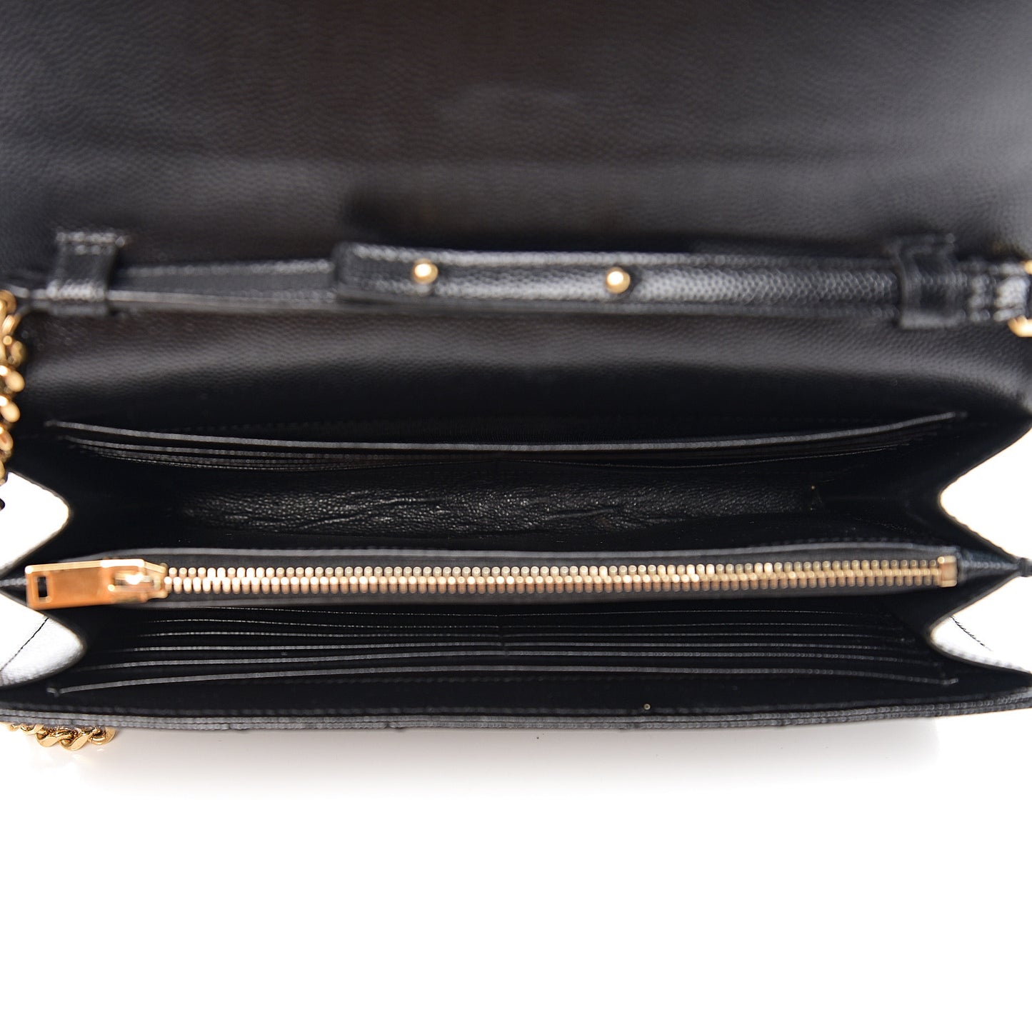 Grain De Poudre Matelasse Chevron Monogram Chain Wallet Black