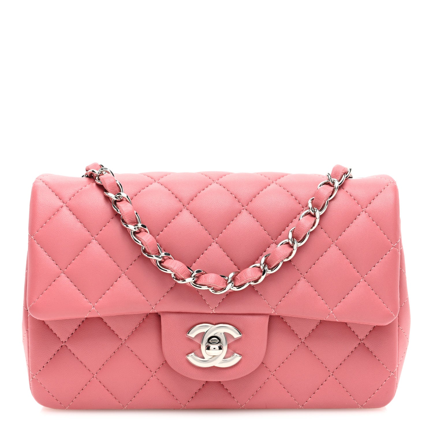 Chanel Lambskin Quilted Mini Rectangular Flap Pink 1 of 11
