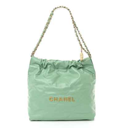 Chanel Shiny Calfskin Quilted Small Chanel 22 Light Green 3 of 11