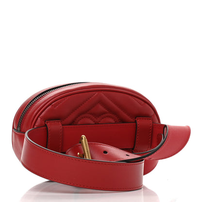 Gucci Calfskin Matelasse GG Marmont Belt Bag 85 34 Hibiscus Red 3 of 11