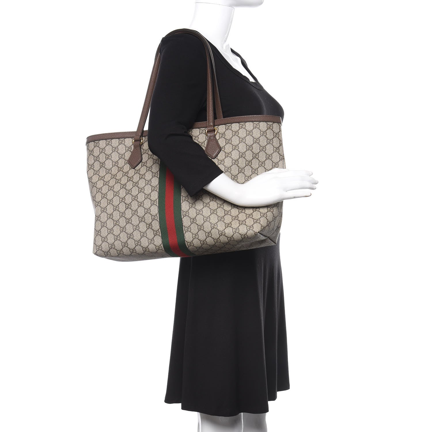 Gucci GG Supreme Monogram Medium Ophidia Shopping Tote Brown 2 of 11