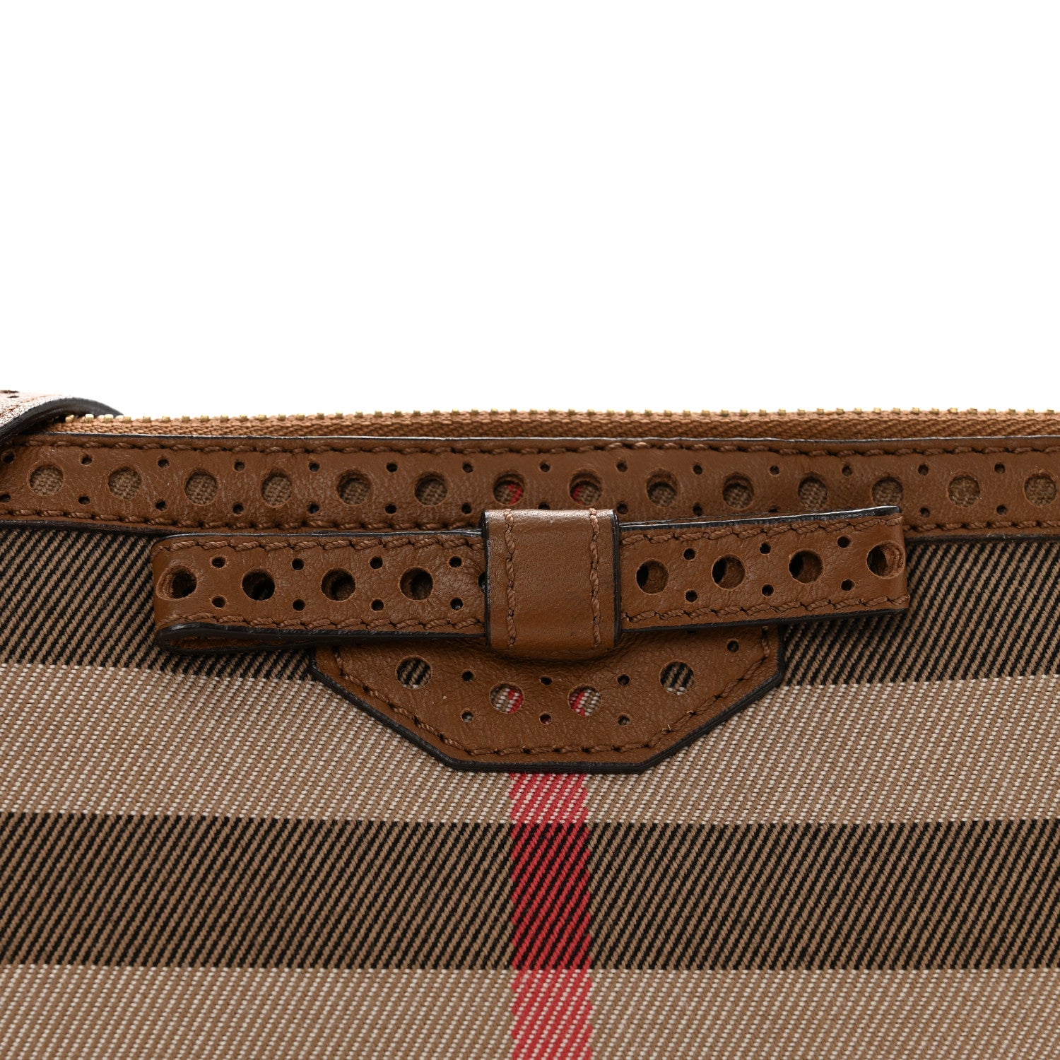 Burberry House Check Calfskin Broguing Crossbody Clutch Bag Brown 9 of 14
