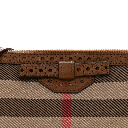Burberry House Check Calfskin Broguing Crossbody Clutch Bag Brown 9 of 14