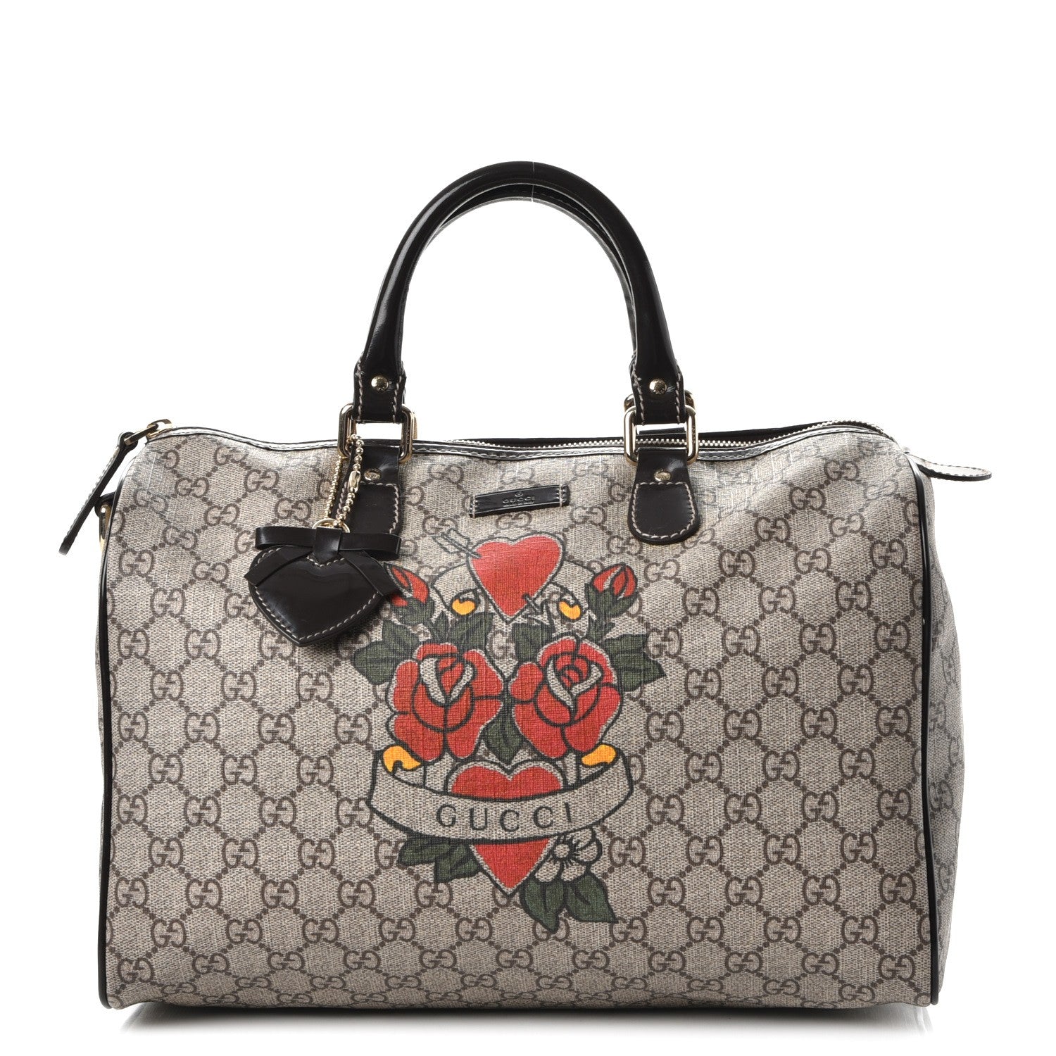 Gucci GG Plus Monogram Tattoo Heart Medium Joy Boston Dark Brown 1 of 7