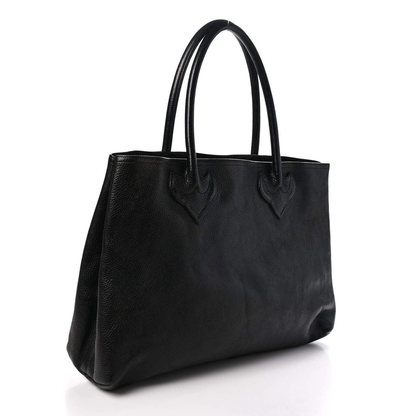 Grained Calfskin Fleur De Lis Tote Black