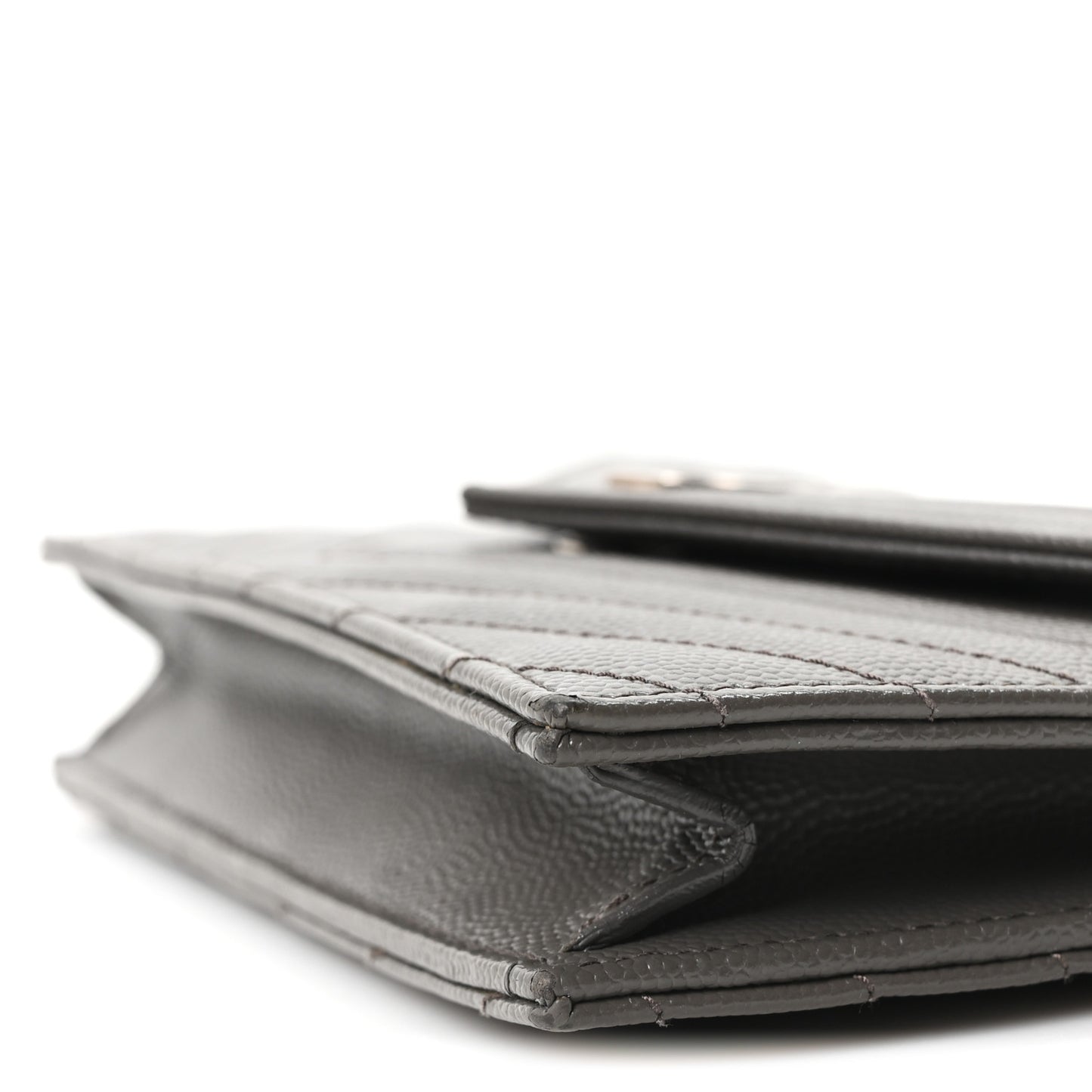 Grain De Poudre Matelasse Chevron Monogram Envelope Chain Wallet Coal