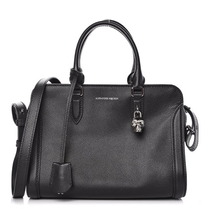 Alexander McQueen Pebbled Calfskin Small Skull Padlock Zip Around Tote Black 1 of 10