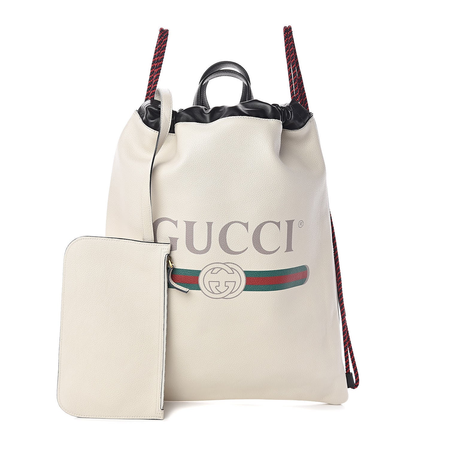 Gucci Calfskin Logo Drawstring Backpack Mystic White 1 of 11