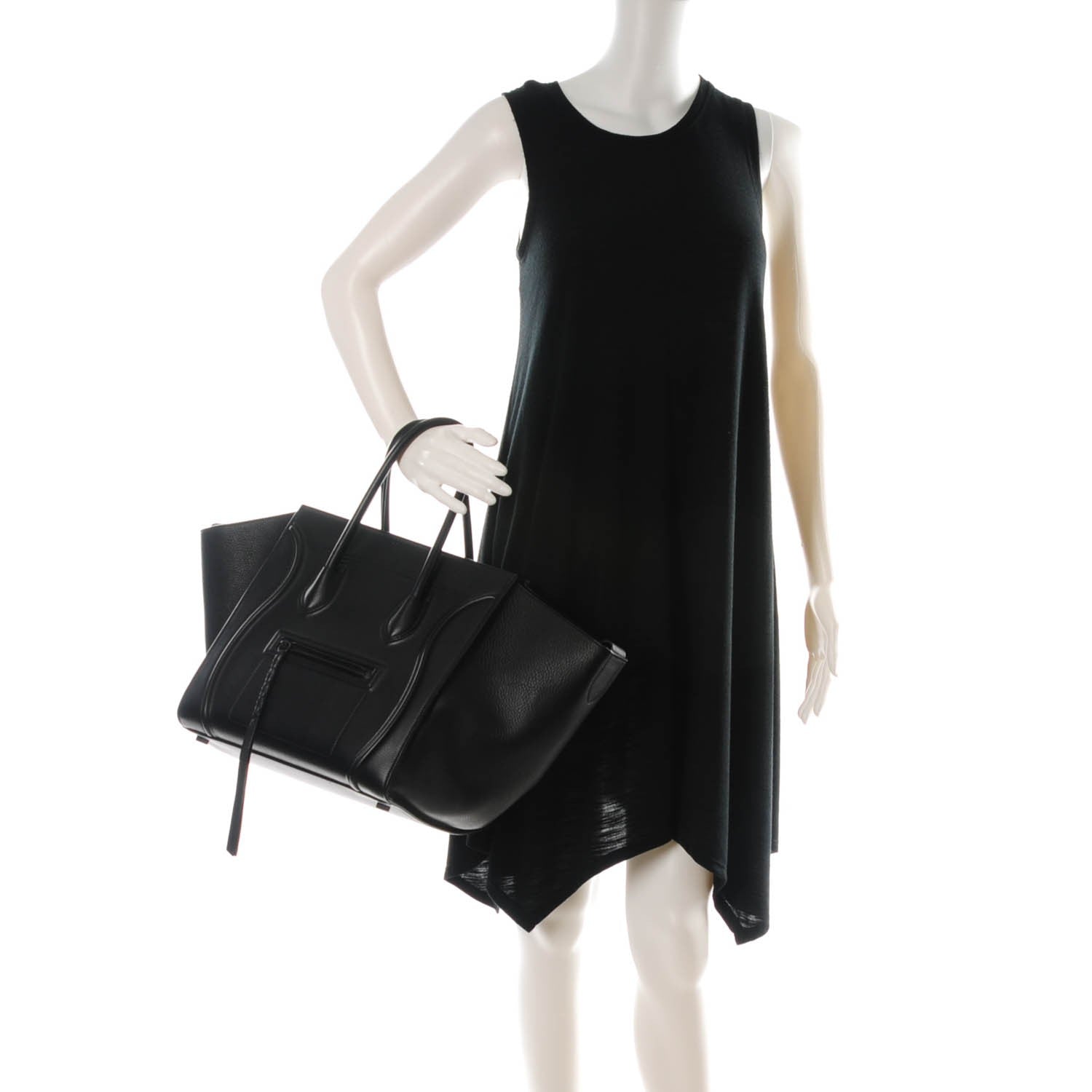 Celine Supple Calfskin Medium Phantom Luggage Black 2 of 8