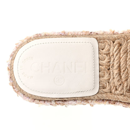 Chanel Tweed CC Platform Mule Sandal 35 Beige Pink 6 of 8