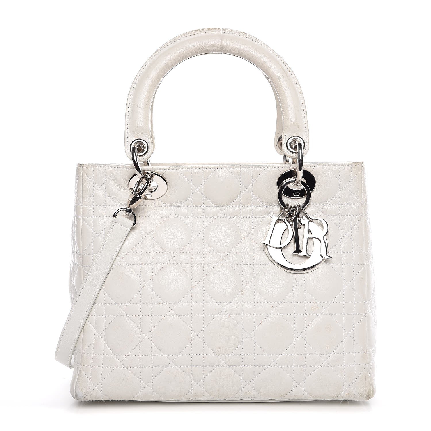 Christian Dior Lambskin Cannage Medium Lady Dior White 1 of 23