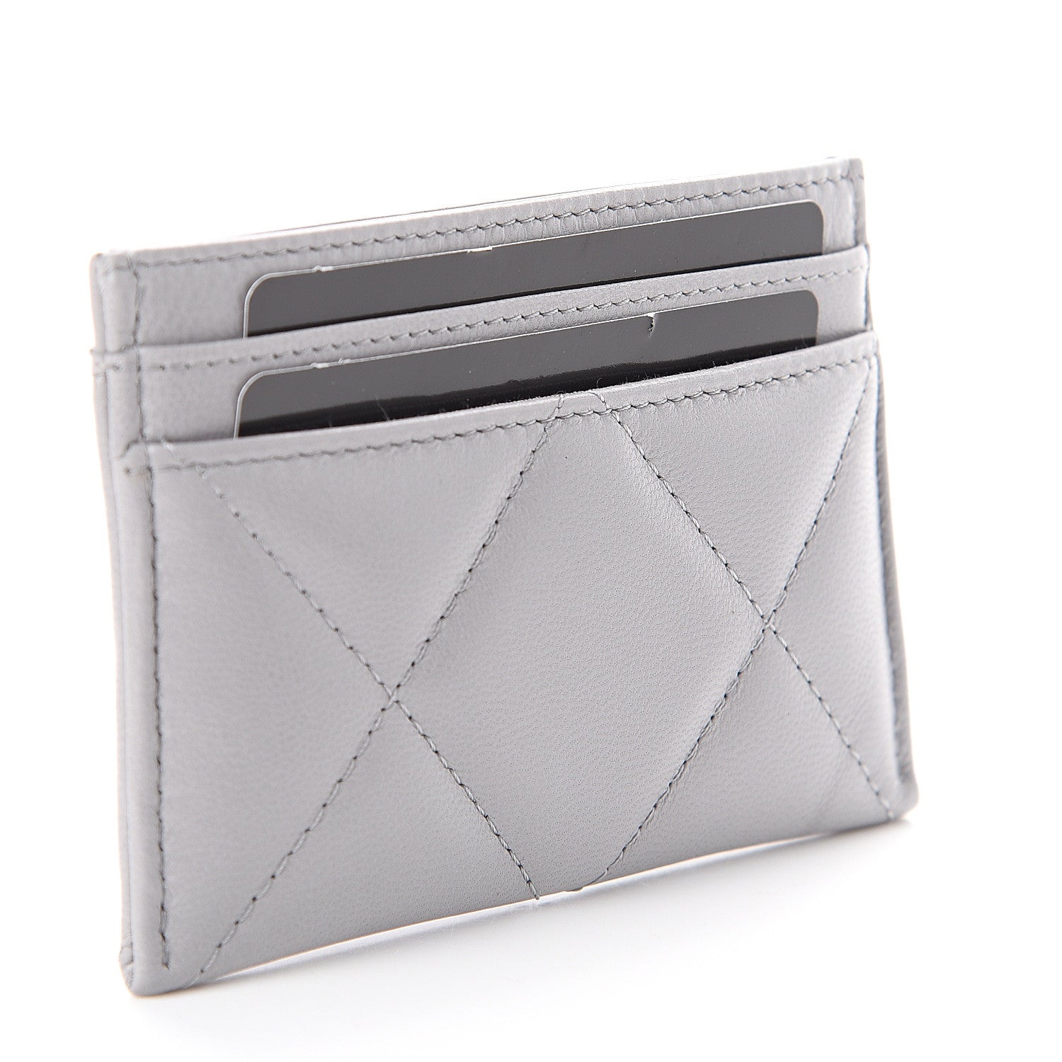 Chanel Shiny Goatskin Quilted 19 Card Holder Grey 2 of 8