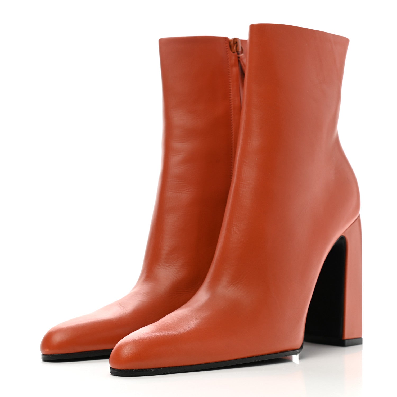 Balenciaga Patinated Calfskin Round Toe 110 Booties 39 Orange 3 of 8