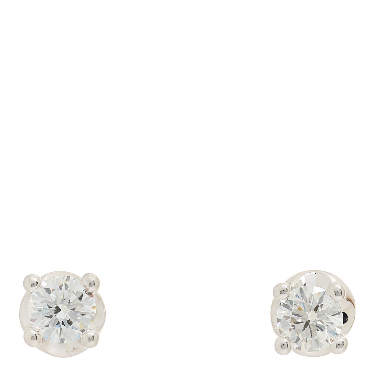 18K White Gold Diamond 1.25ctw Corona Solitaire Earrings
